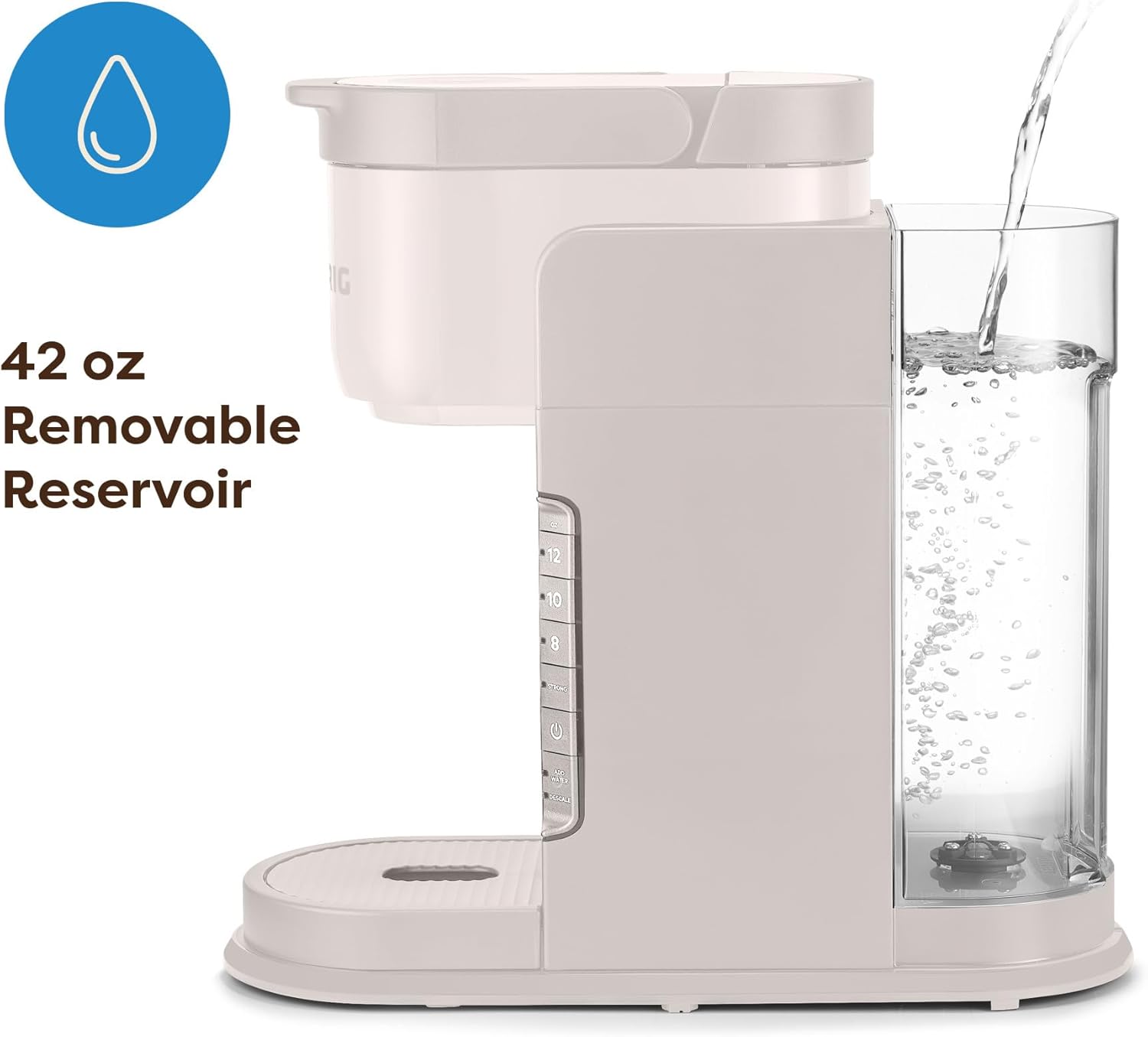 Keurig K-Express Single Serve K-Cup Pod Coffee Maker, 3 Brew Sizes, Strong Button Feature, 42oz Removable Reservoir, Warm Stone